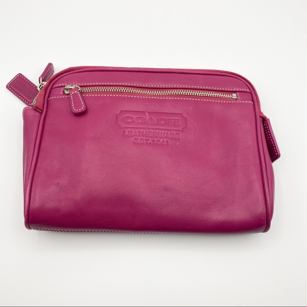 Coach Large Leather Work Clutch in pink